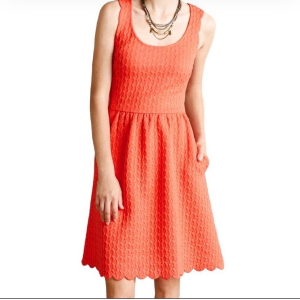 Women’s size XS Maeve Anthropologie Coral Caye Scalloped Hem Cut Out Dress